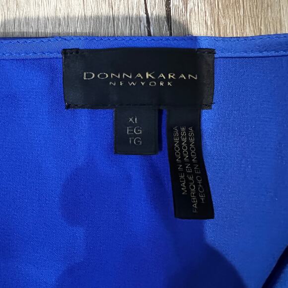 DONNA KARAN Women's Faux-Wrap Long-Sleeve Top Size XL In Marbella - Picture 9 of 11